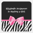 Search for pink zebra baby shower stickers Cute