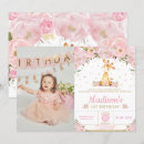 Search for girl floral birthday invitations Pink and gold