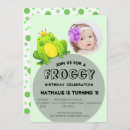Search for frog 1st birthday invitations Green