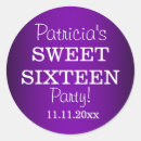 Search for purple metallic stickers Sweet 16