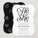 Search for black white gender reveal invitations He or she