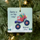 Search for monster truck christmas tree decorations Santa