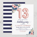 Search for rose gold and navy invitations Blue