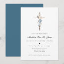 Search for watercolor flowers christening invitations Blue