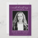 Search for purple celebration life invitations Script