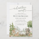 Search for woodland animals baby shower invitations Adventure awaits