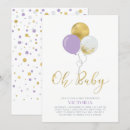 Search for purple gold baby shower invitations Stylish