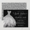Search for silver glitter sweet 16 invitations Black