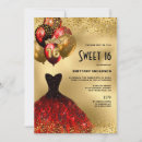 Search for red gold sweet 16 invitations Glam