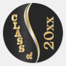 Search for senior graduation graduate party stickers Black and gold
