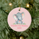 Search for pink elephant christmas tree decorations Baby girl