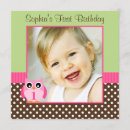 Search for pink owl birthday invitations Brown