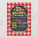 Search for tractor 1st birthday invitations Red