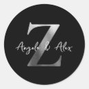 Search for silver and black wedding stickers Monogrammed
