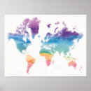 Search for abstract world map posters Watercolor