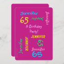 Search for pink 65th birthday invitations 65 years old
