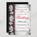 Search for black white red damask wedding invitations Elegant