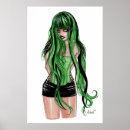Search for long black hair posters Green