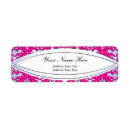Search for silver damask return address labels Pink