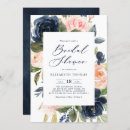 Search for navy and blush bridal shower invitations Botanical