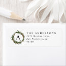 Search for blue monogram return address labels Wreath
