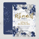 Search for blue gold retirement invitations Glitter