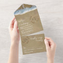 Search for hearts in the sand wedding invitations Destination