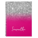 Search for hot pink glitter notebooks Girly