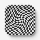 Search for black and white checkered paper plates Geometric