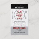 Search for food allergy business cards Emergency