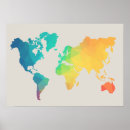 Search for watercolor world map posters Country