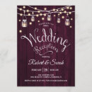 Search for burgundy wedding reception invitations String lights