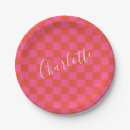 Search for pink plaid plates Retro