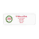 Search for winter wreath return address labels Red and green