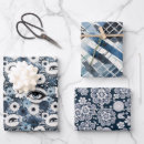 Search for white lace wrapping paper Blue and white