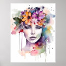 Search for girl with flowers in hair posters Watercolor
