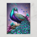 Search for colourful bird art postcards Peacock