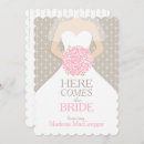 Search for here comes the bride invitations Pink