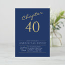 Search for blue and gold 40th birthday invitations Adult birthday party