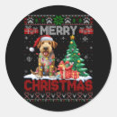 Search for airedale round stickers Xmas