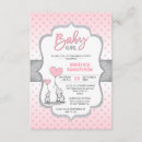 Search for pink grey elephant baby shower invitations Polka dot