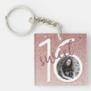 Search for sweet 16 key rings Rose gold glitter
