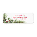 Search for holly and pine return address labels Red and green