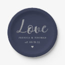 Search for navy blue and silver plates Bridal shower