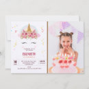 Search for unicorn photo birthday invitations Pink gold