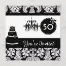 Search for damask 50th birthday invitations Black