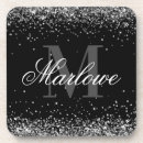 Search for silver glitter coasters Black and white