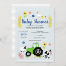 Search for green tractor baby shower invitations Rustic