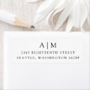 Search for monogram initial return address labels Black and white