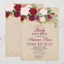 Search for burgundy floral baby shower invitations Glitter